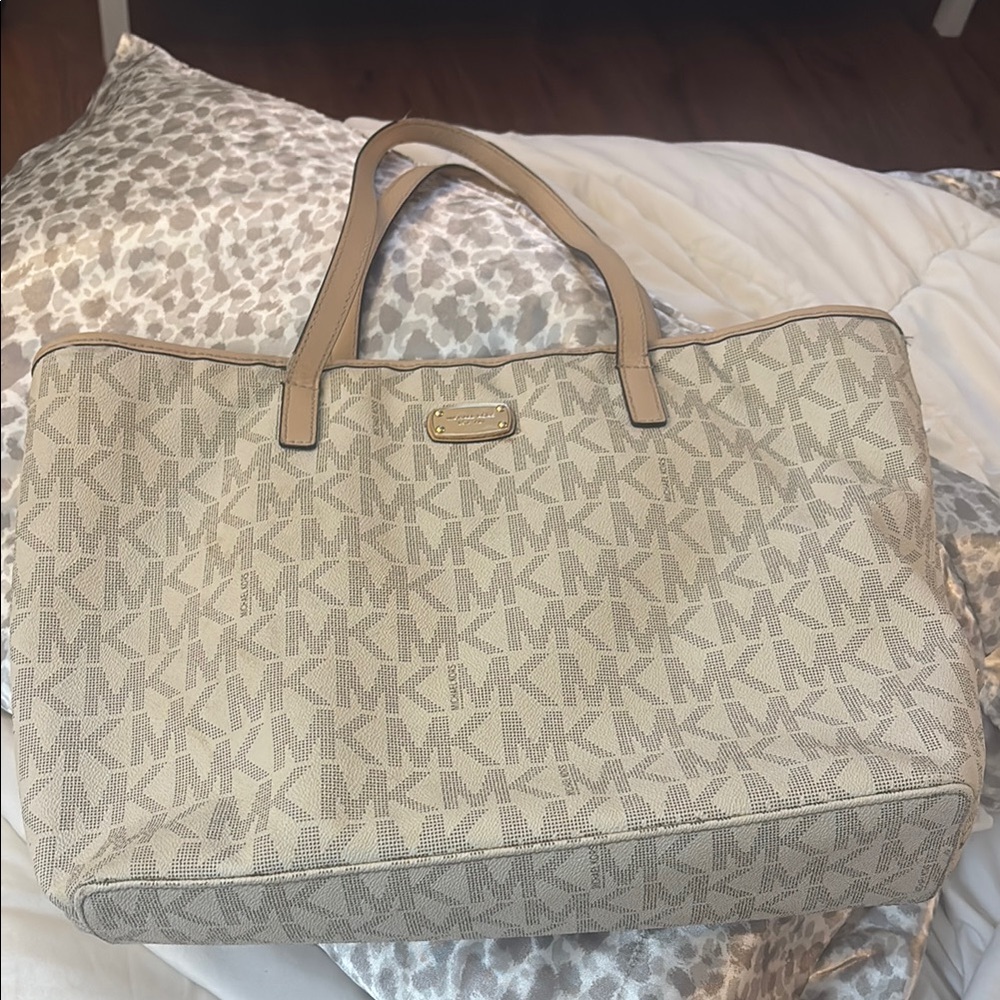 Michael Kors Beige MK Logo Tote